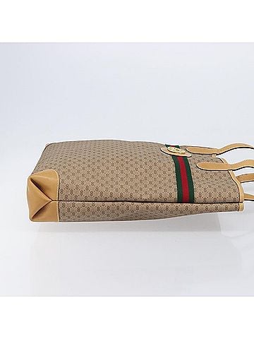 Gucci Sherry Line Tote Canvas Beige Canvas Tote Bag Bag (view 2)