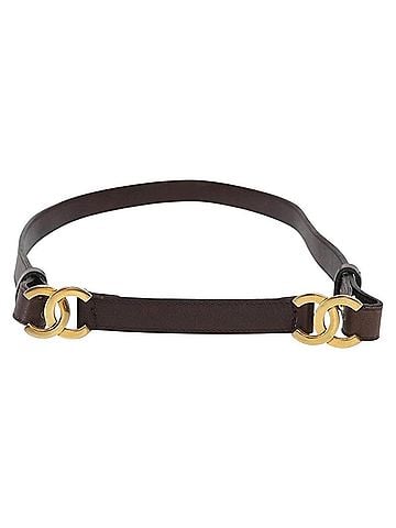 Chanel Vintage Double Cc Leather Brown Leather Belts Accessory (view 1)