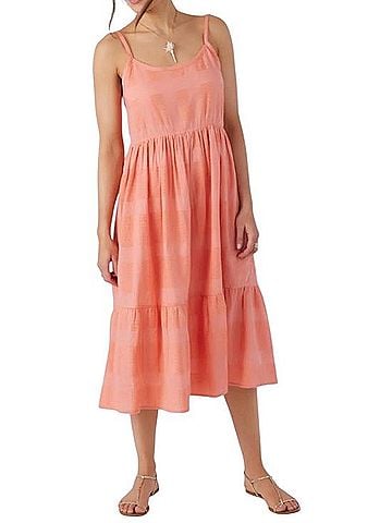 O'Neill coral tiered midi sundress Casual Dress (view 1)