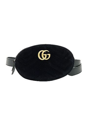 Gucci Gg Marmont Belt Embellished Matelasse Velvet Black Velvet Handbag (view 1)