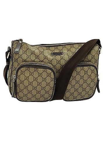 Gucci Double Pocket Messenger Gg Coated Canvas Beige Canvas Handbag (view 1)