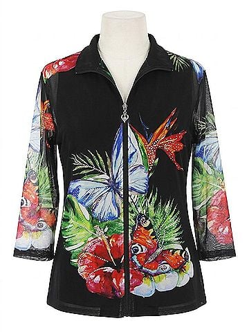 Valentina Women's Tropical Twin Set in Black Multi (view 1)