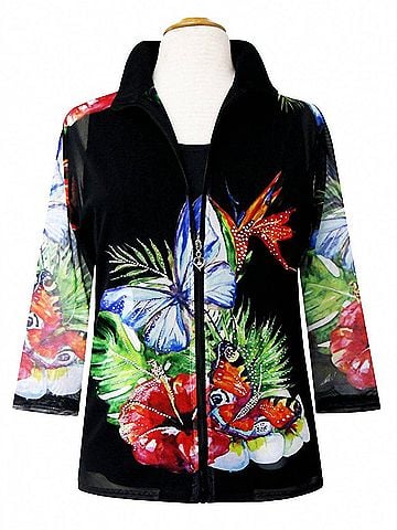 Valentina Women's Tropical Twin Set in Black Multi (view 2)