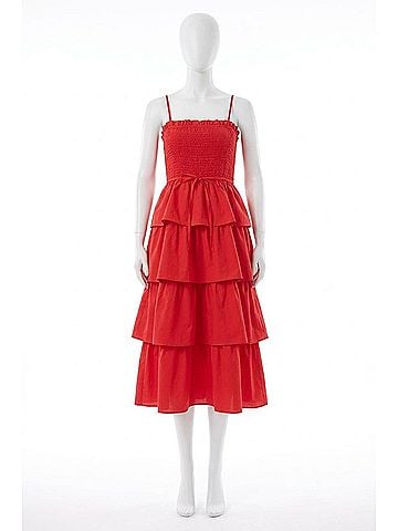 Mittoshop Scarlett Ruffle Midi Dress in Red (view 1)