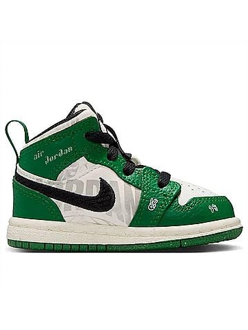 Nike Kid's Jordan 1 Mid Sneakers in Pine Green/Sail-Black (view 1)