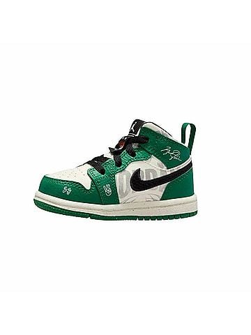 Nike Kid's Jordan 1 Mid Sneakers in Pine Green/Sail-Black (view 2)