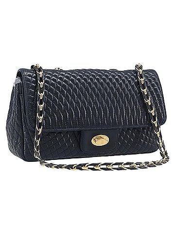 Bally Vintage Quilted Leather Navy Leather Shoulder Bag Bag (view 1)