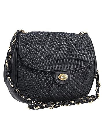 Bally Vintage Quilted Leather Black Leather Shoulder Bag Bag (view 1)