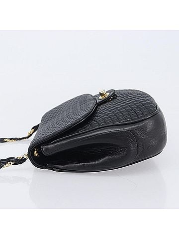 Bally Vintage Quilted Leather Black Leather Shoulder Bag Bag (view 2)