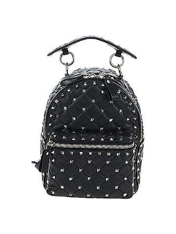 Valentino Garavani Rockstud Spike Quilted Leather Black Leather Backpack Bag (view 1)