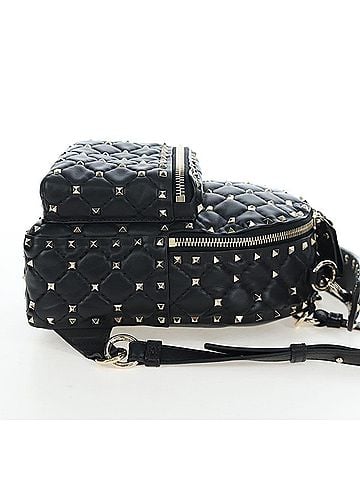 Valentino Garavani Rockstud Spike Quilted Leather Black Leather Backpack Bag (view 2)
