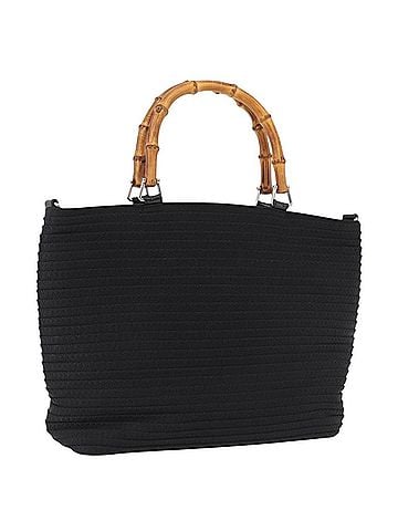 Gucci Vintage Bamboo Handle Canvas Black Canvas Tote Bag Bag (view 1)