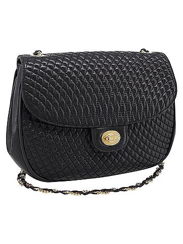Bally Vintage Chain Quilted Leather Black Leather Shoulder Bag Bag (view 1)