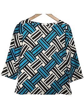 an original MILLY of New York Geo Print Silk Blouse 3/4 Sleeve Silk Top (view 2)