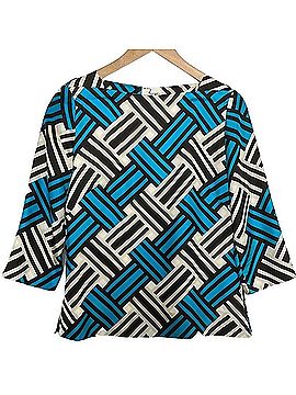 an original MILLY of New York Geo Print Silk Blouse 3/4 Sleeve Silk Top (view 1)