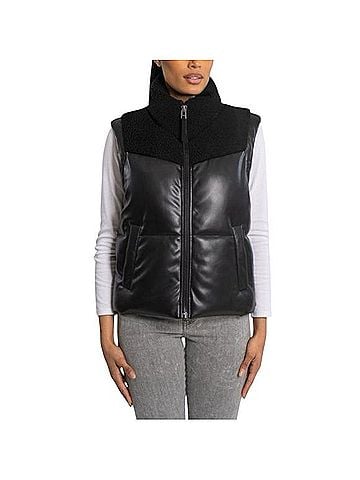 Bearpaw Faux Leather Sherpa Yoke Puffer Vest Vest (view 1)