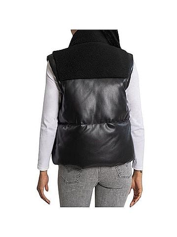 Bearpaw Faux Leather Sherpa Yoke Puffer Vest Vest (view 2)
