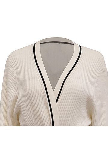 HUGO BOSS Hugo Boss Knit Tie Belt Cardigan in White Wool (view 2)