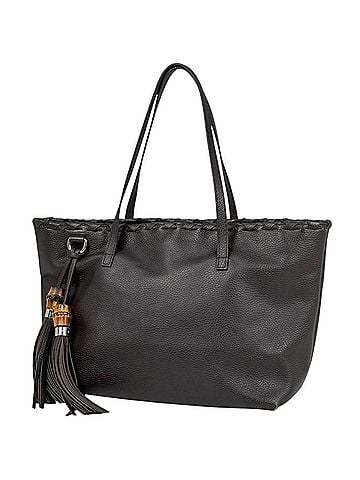 Gucci Gucci tote bag, bamboo, fringe, tassel, leather, brown, 354665, women's. (view 1)