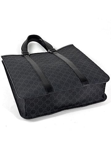 Gucci Gucci GUCCI Tote Bag GG Pattern Coated Canvas Black 322072 Women's (view 2)
