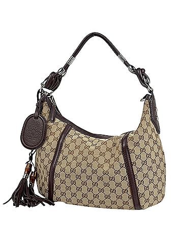 Gucci Gucci GUCCI Shoulder Bag GG Pattern Bamboo Canvas Brown 240261 Women's (view 1)
