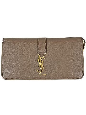 Yves Saint Laurent Yves Saint Laurent Cassandra Leather Long Wallet, Brown, Women's (view 1)