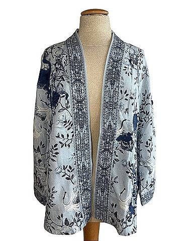 Soft Surroundings Blue Crane Floral Embroidered Lyocell Kimono Kimono (view 1)