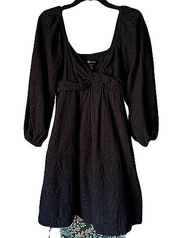 Banana Republic Ramie Eyelet Twist-Front Mini Dress Casual Dress (view 1)