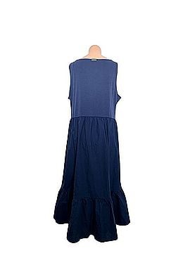 Michael Kors Navy Square-Neck Midi Dress with Tiered Hem Casual Dress (view 2)
