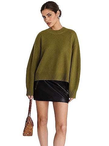 Reformation Reformation Cove Cashmere Oversized Crew Sweater Pear Green XS Cashmere Pullover Sweater (view 2)