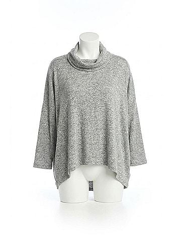 Papillon Soft Heathered Oversized Cowl Neck Sweater in Heather Grey (view 1)