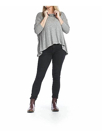 Papillon Soft Heathered Oversized Cowl Neck Sweater in Heather Grey (view 2)