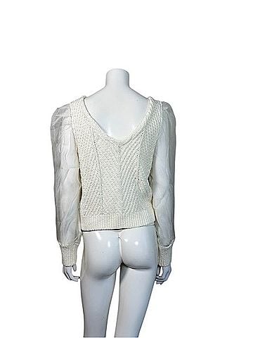 Maeve Silk Puff Sleeve Cable Knit Twofer Sweater Sweater Vest (view 2)