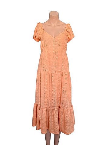 Michael Kors Peach Eyelet Tiered Maxi Dress Casual Dress (view 1)