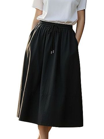 Marella Classic Black Midi Skirt A-line Casual Skirt (view 1)