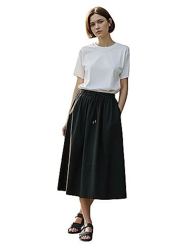 Marella Classic Black Midi Skirt A-line Casual Skirt (view 2)