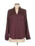 Express 100% Polyester Color Block Burgundy Express Long Sleeve Blouse Size M - photo 1