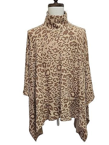 J. McLaughlin Garnet Leopard Print Poncho (view 1)
