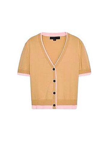 Zara Short-Sleeve V-Neck Cardigan Short Sleeve Henley (view 1)