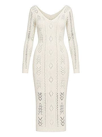 Lulus Pointelle Me A Secret
Cream Knit Midi Casual Dress (view 1)