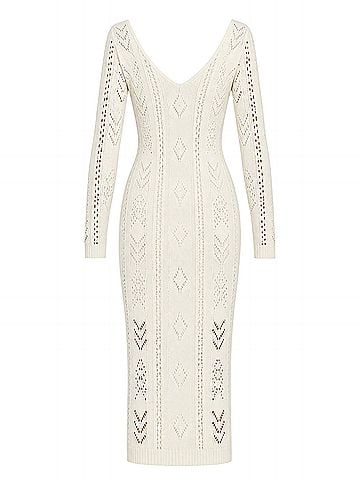 Lulus Pointelle Me A Secret
Cream Knit Midi Casual Dress (view 2)