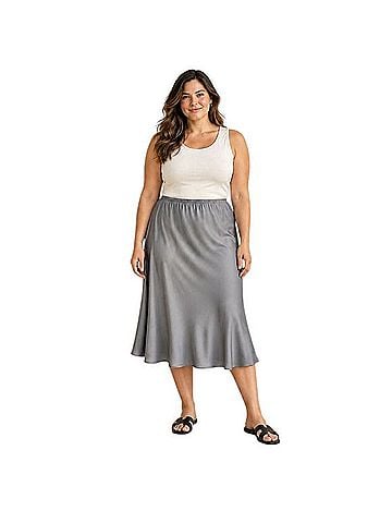 Eileen Fisher Stretch Silk Charmeuse Bias Skirt Casual Skirt (view 1)