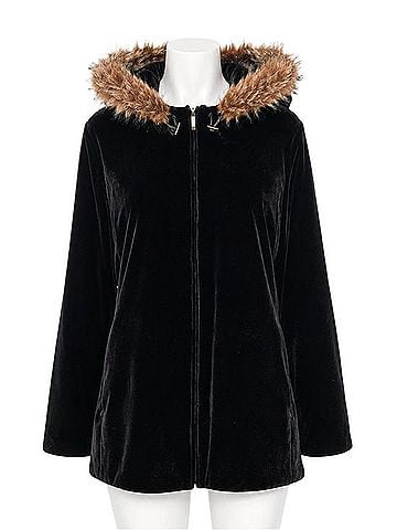 Ralph Lauren Silk Velvet Hooded Parka Coat (view 1)