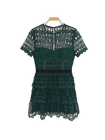 Self-Portrait Guipure Lace Tiered Mini Dress Cocktail Dress (view 1)