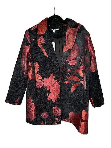 Chico's Floral Jacquard Red Allure Blazer (view 1)
