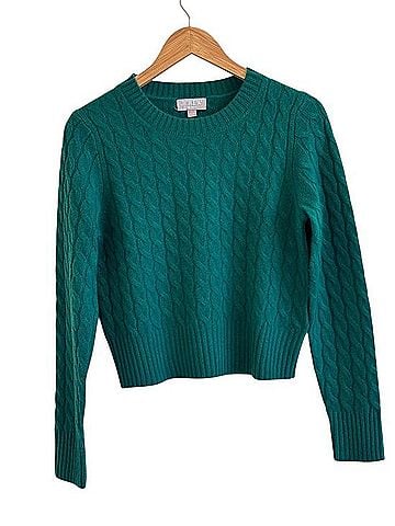 J.Crew Cashmere Shrunken Cable-Knit Crewneck Sweater Cashmere Pullover Sweater (view 1)