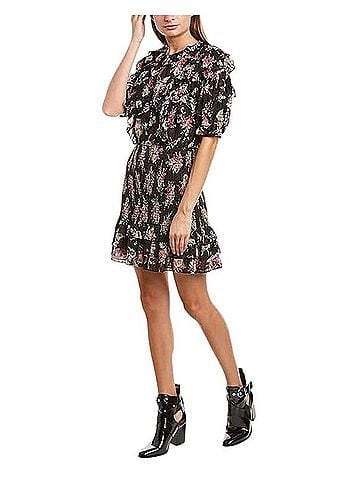 Rebecca Taylor Bouquet Silk Ruffle Mini Dress Cocktail Dress (view 1)
