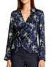 Cinq à Sept 100% Polyester Floral Multi Color Blue Green Long Sleeve Blouse Size XS - photo 2