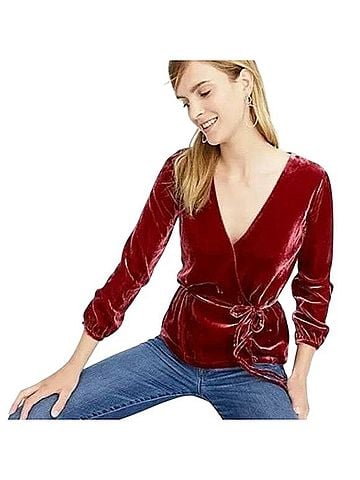 J.Crew Faux Wrap Top Long Sleeve Blouse (view 1)