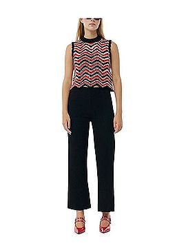 Ganni Textured Cropped Kick Flare Trousers Dress Pants (view 1)